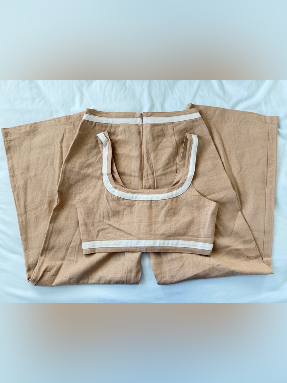 Marshalls 2 Piece Set Tan bottoms and top with White Trim